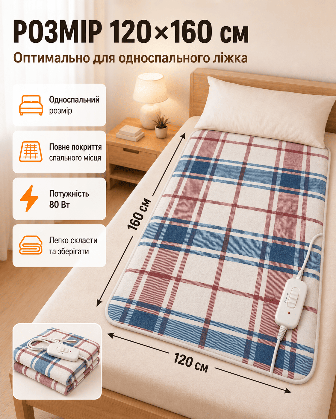 Щільний матеріал і рівномірний нагрів електропростирадла HOME TEXTILE